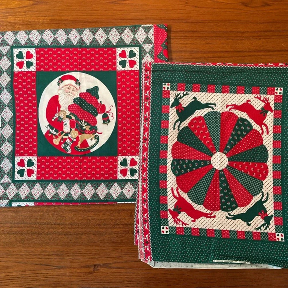 Lot Of Two Springs QUILT SQUARES Christmas Fabric 6536/6534 Cut & Sew 45"x35" - Picture 1 of 14